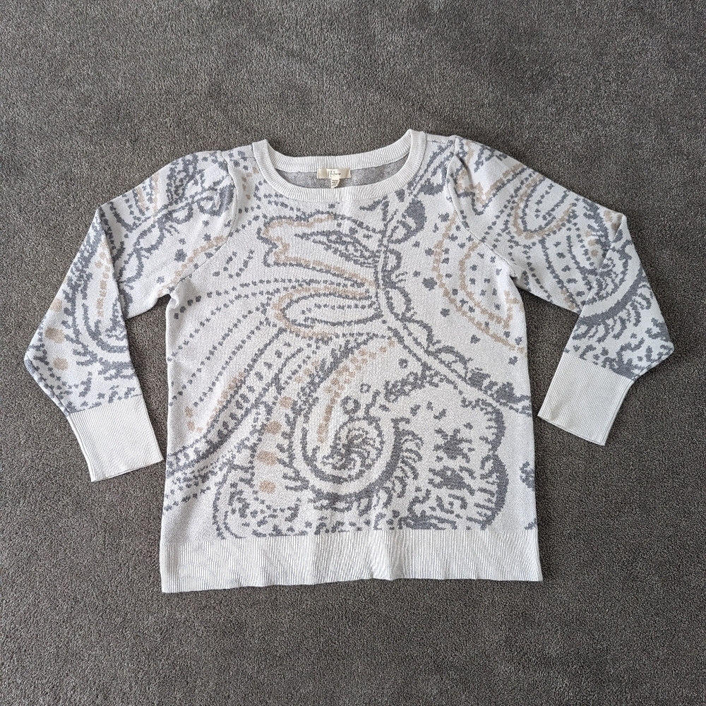 Peyton Primrose Neutral Color Abstract Pattern Sweater Size XL Crew Neck